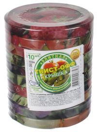 Миниатюра: Крышка метал. ТВИСТ-ОФФ-100мм цветные 10шт Элитная