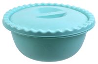 Миниатюра: Миска (салатник) пласт. 3л, круглая, крышка с ручкой, декор фрукты IDEA аквамарин