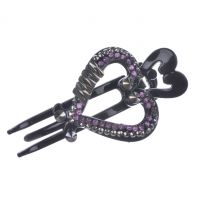 Миниатюра: Зажим-Утка Сердце черно-бел стразы 1шт@