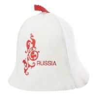 Миниатюра: Шапка для бани экофетр Russia белая