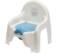 Миниатюра: Горшок-стульчик детский пласт. 305*315*350мм, съемный вкладыш с крышкой IDEA Слоник белый