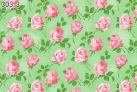 Миниатюра: Клеенка 1,30*25м тканевая основа Колорит Розы на зеленом