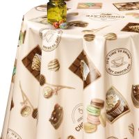 Миниатюра: Клеенка 1,40*20м на натур. основе ДЕКОРАМА Кофе и макаруны на молочном