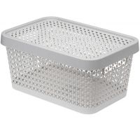 Миниатюра: Корзина для хранения пласт. 4,5л (267*183*125мм), пласт. крышка Пирула латте