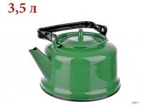 Миниатюра: Чайник эм. 3,5л, эм. крышка с петлей, закатное дно Зеленый рябчик