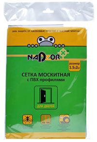 Миниатюра: Сетка москитная на дверь с утяжелителями 1,5*2 м, в пакете  белая Nadzor