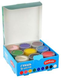 Миниатюра: Гуашь 9цв, 20мл, Creativiki КГ0920КР