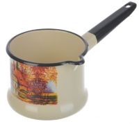 Миниатюра: Ковш эм. 1л, с носиком, без крышки Старая мельница цвет слоновая кость