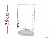 Миниатюра: Зеркало косметическое с подсветкой 16.5х21.5см, LED подсветка-16 ламп по бокам, регулировка яркости