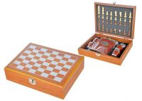 Миниатюра: Набор подарочный фляжка 8oz - 240 мл 4 стопки воронка шахматы TZ - 03