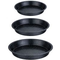 Миниатюра: Набор для форм для выпечки сталь 3пр (26*5; 28*5; 30,5*5см), круглые каменное а/п ZEIDAN черные
