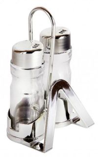 Миниатюра: Набор для специй стекло и пласт. 2пр (солонка, перечница), на подставке