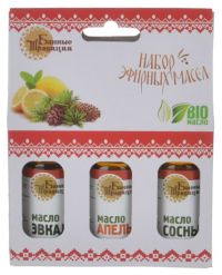 Миниатюра: Масло для бани, Набор 3шт*15мл (апельсин, эвкалипт, сосна) Банные традиции в упаковке