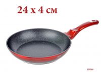Миниатюра: Сковорода ал. 240мм, без крышки а/п индукция подставка под горячее "Black-burgundy Metallic" красная