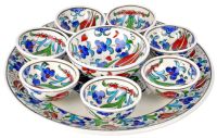 Миниатюра: Набор чайный (блюдо 30см+пиала 7шт+коса 1шт) Турецкая керамика