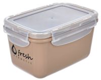 Миниатюра: Контейнер пласт. 0,7л (150*105*85мм), для продуктов, крышка с защелками герметичная FRESH капучино