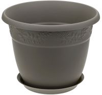 Миниатюра: Кашпо пласт. 5л (250*250*195мм), с поддоном РЯБИНА французский серый