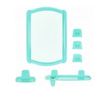 Миниатюра: Набор для ванной комнаты пласт. (зеркало, мыльница, полка, стакан, крючки) Berossi 46 мятный (5)
