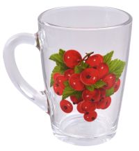 Миниатюра: Кружка 300мл стекло капучино Красная смородина (20)@