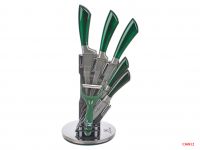 Миниатюра: Набор ножей нерж. 6пр на крутящейся акриловой подставке Hoffmann ручки зеленые (6)