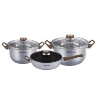 Миниатюра: Набор посуды нерж. 3шт (кастрюли 1,3 и 1,9л; сковорода 240мм), ст. крышки MercuryHaus (2)