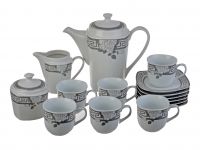 Миниатюра: Набор чайный 17пр (чайник 1,2л, чашки 180мл, блюдца, сахарница, молочник) фарфор (4)@