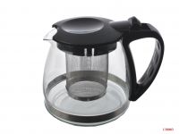 Миниатюра: Чайник заварочный 750мл жаропрочное стекло деколь металл фильтр черный (24)
