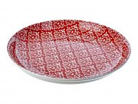 Миниатюра: Блюдо 30см (Ляган) Дамаск бордовый фарфор (20)