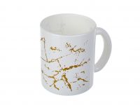 Миниатюра: Кружка 300мл стекло Мрамор бело-золотая (24)