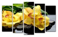 Миниатюра: Картина модульная 125*80см 5 модулей Желтая орхидея