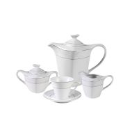 Миниатюра: Набор чайный 15пр (чайник 1,3л, чашки 195мл, блюдца 14см, сахарница 400мл, сливочник 350мл) фарфор