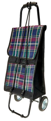 Миниатюра: Сумка-тележка багажная 50кг (27л), съемная хоз. сумка, мет. каркас и колеса, сине-бордовая (10)