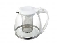 Миниатюра: Чайник заварочный стекло 1000мл, мет. фильтр белый (24)