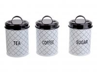 Миниатюра: Набор банок для хранения жесть 3шт 1300мл (Tea, Coffe, Sugar)