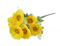 Миниатюра: Цветы искусственные Букет Цинния 9шт 51см желтый@