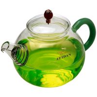 Миниатюра: Чайник заварочный 800мл термостойкое боросиликатное стекло, зеленая ручка