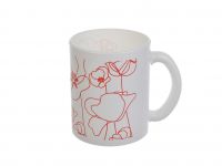 Миниатюра: Кружка 300мл стекло Маки бело-красная (24)