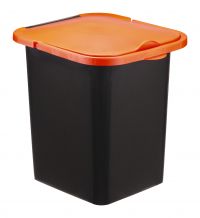 Миниатюра: Контейнер для мусора пласт. 18л (295*345*350мм), оранж. пласт. крышка, ручка-рычаг, ободок ПУРО