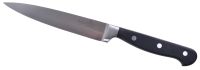 Миниатюра: Нож кухонный нерж. 14,5см (универсальный), пласт. черная ручка (клепаная) Luxstahl Profi@