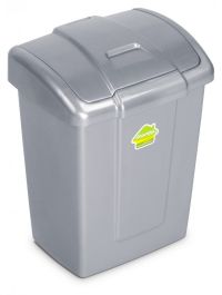 Миниатюра: Контейнер для мусора пласт. 6л (219*180*285мм), с плавающей крышкой Форте цвет серебристый (12)