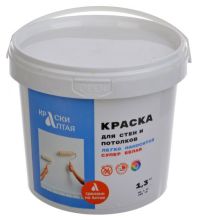 Миниатюра: Краска 1,3кг, в/д акриловая, для стен и потолков Краски Алтая супербелая (8)