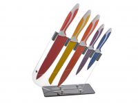 Миниатюра: Набор ножей нерж. 5шт на подставке, пласт. ручки soft-touch акрил. подставка LADINA цвет микс
