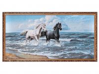 Миниатюра: Картина гобелен 60*120см Пара лошадей@