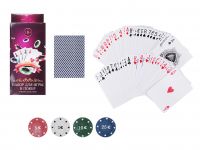 Миниатюра: Набор для игры в покер пласт., бумага 7*4,2*14см (24 фишки + дилер+ карты)