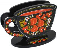 Миниатюра: Салфетница деревянная Хохлома Чашка чая 9*7*13см@
