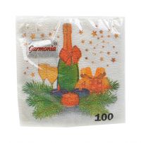 Миниатюра: Салфетки бумажные 24*24см 100шт НГ Шампанское (бокалы)