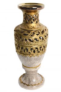 Миниатюра: Ваза напольная керамика 61см АЛЬФА резная золото