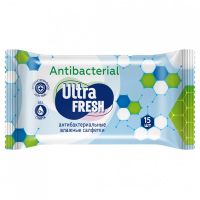 Миниатюра: Салфетки влажные 15шт Ultra Fresh антибактериальные
