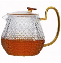 Миниатюра: Чайник заварочный стекло 1000мл, ст. съемный фильтр, ручки под бронзу Zeidan