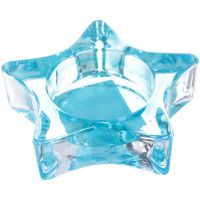 Миниатюра: Подсвечник стекло 7,5*2,5см Tea-звезда голубой